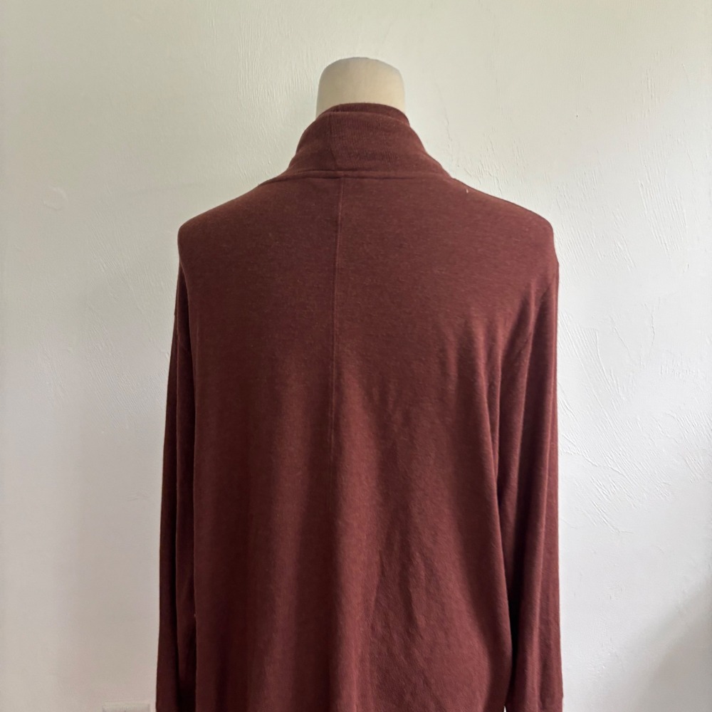 Athleta Women's Pranayama Restore Wrap Lounge Comfy Large Red Brown Open Front - Picture 6 of 11